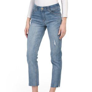 Women's DEMOCRACY Ab Tech High Rise Vintage Raw Hem Blue Skinny Jeans Sz 27/4